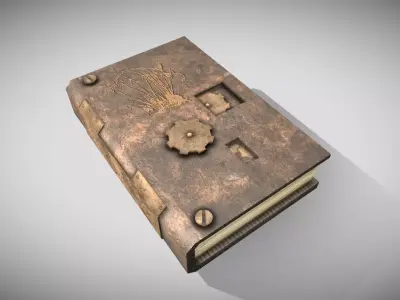 Steampunk book Low-poly 3D model