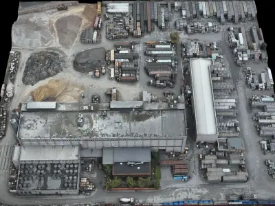 factory building industrial terrain storage drone photogrammetry 3D model