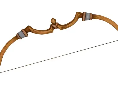 Stylized Medieval Longbow Low-poly 3D model