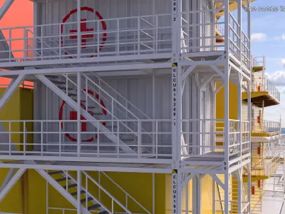 Multi-Tier Container Scaffold Structure White 3D model