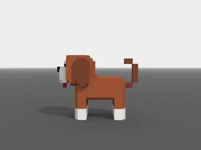 Voxel Dog  Low-poly 3D model