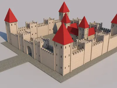 Medieval Castle Low-poly 3D model 4