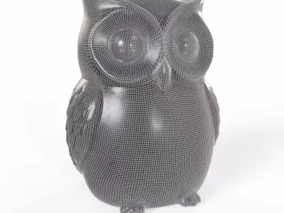 Blue Stone Owl Decoration 3D Model 3D model