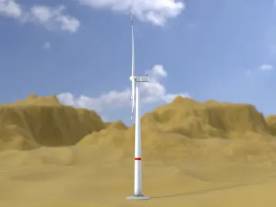 Wind turbine V1 H-138 RD 162m Animation and Foundation Low-poly 3D model