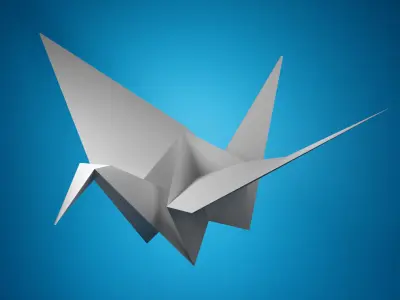 Low poly Origami paper crane 3d model Low-poly 3D model