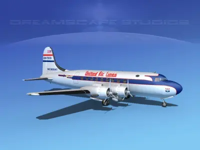Douglas DC-4 United Airlines 1 3D model
