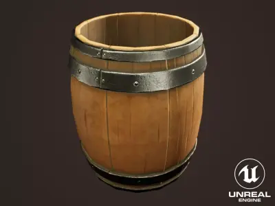 Stylized Western Opened Wooden Barrel Free low-poly 3D model
