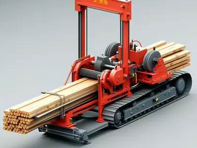 Tracked Wood Processing Machine Low-poly 3D model