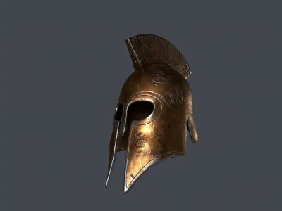 Greek Low-Poly Helmet 4 texture pack Low-poly 3D model