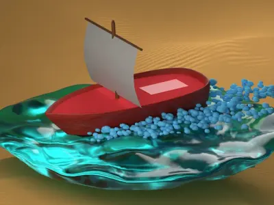 Boat on sea animation 3D model