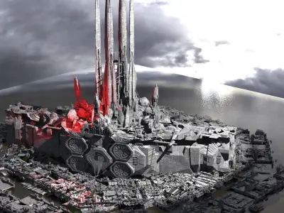 Space ship city  3D model