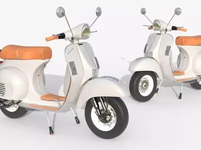 Classic Vintage Scooter - White Retro 3D model