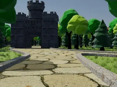 Medieval Village Landscape 3D model purchase