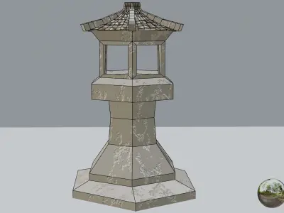 Ancient lantern in low poly 3D model