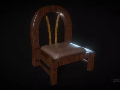 Cute lookin Wooden Chair Low-poly 3D model