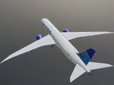 United Boeing 787-9 dreamliner  low poly Low-poly 3D model