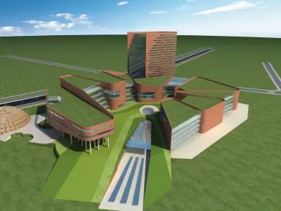 Architecture futuristic building 3D model