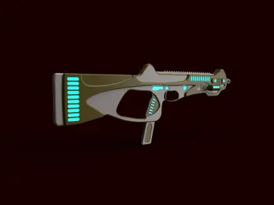 Sci Fi gun Low-poly 3D model 13