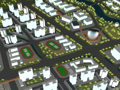Buildings City building industrial park commercial housing 3D model V9