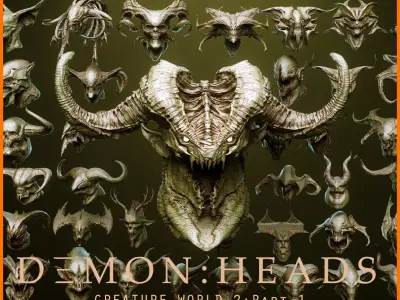 DEMON part one  52 Heads with Blendshapes 3D model