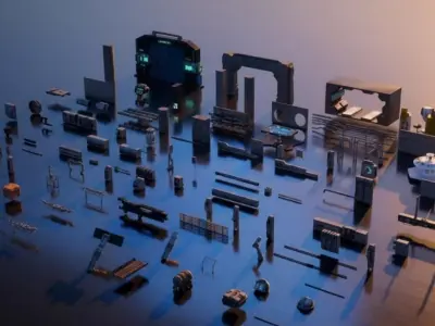 Sci-Fi Modular Kit Bash Pack Vol 1 60  Assets 3D model