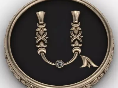 Brooche with armenian letter A 3D print model