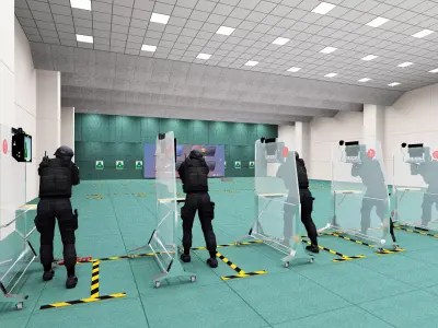 Shooting range Low-poly 3D model 3