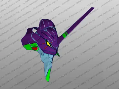 Eva 01 Head paper papekura Low-poly 3D model