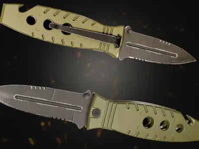Military Tactical Knife lowpoly 3d game asset Free low-poly 3D model