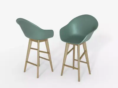 Green wood  and  Epoxy Bar Chair 3D model