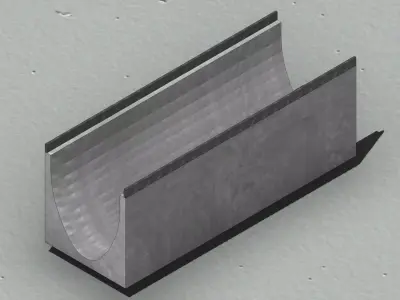 V300 Drain Channel Set 1000mm With and Without Grate 3D 3D model