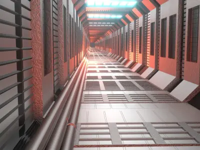 Sci-Fi Passageway for Games or Animation Low-poly 3D model