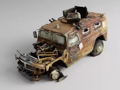 Tigr or Tiger infantry mobility vehicle destroyed in Ukraine 3D model
