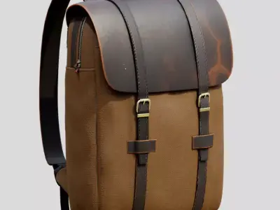 Canvas Backpack Low-poly 3D model