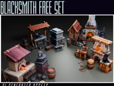 Blacksmith Free Set Free 3D model