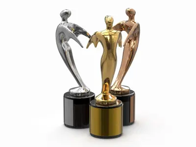  Sculpted Award Trio on Black Base 