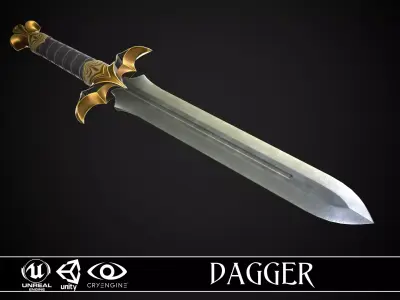 Dagger A2 Low-poly 3D model