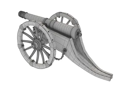 Russian cannon 18th century 3D model