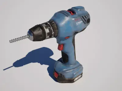 Electric Cordless Drill Screwdriver Low-poly 3D model