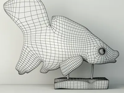 Hand Carved Driftwood Fish On Stand 3D model purchase