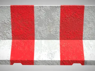Concrete Barrier Red And White VR AR Low-poly Low-poly 3D model