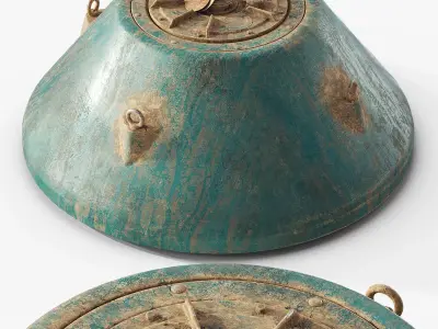 Aged Bottom-Laid Sea Mine Turquoise Used 3D model