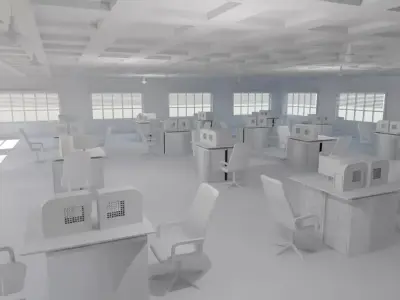 Office Interior - No Material Low-poly 3D model