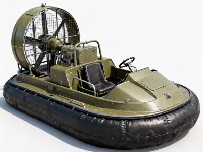 Tactical Military Hovercraft 3D Model Low-poly 3D model