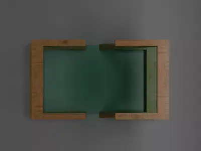 Low-Poly Modern Wooden Table with Glass Top-Table Design 02 Low-poly 3D model