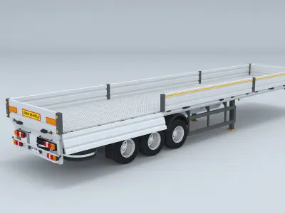 Flatbed Trailer For Semi Truck Low-poly model -3D Printer Models 3D model