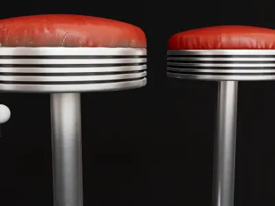 Retro American Diner Bar Stool 3D model