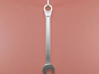 Realistic Metallic Adjustable Wrench 3D Model 3D model