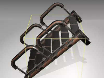 Futuristic Stairs - 26 - Rusty Textures Low-poly 3D model
