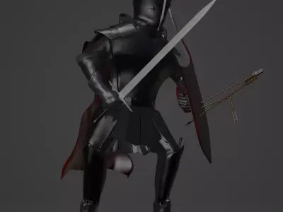 warrior knight in a helmet 3D model